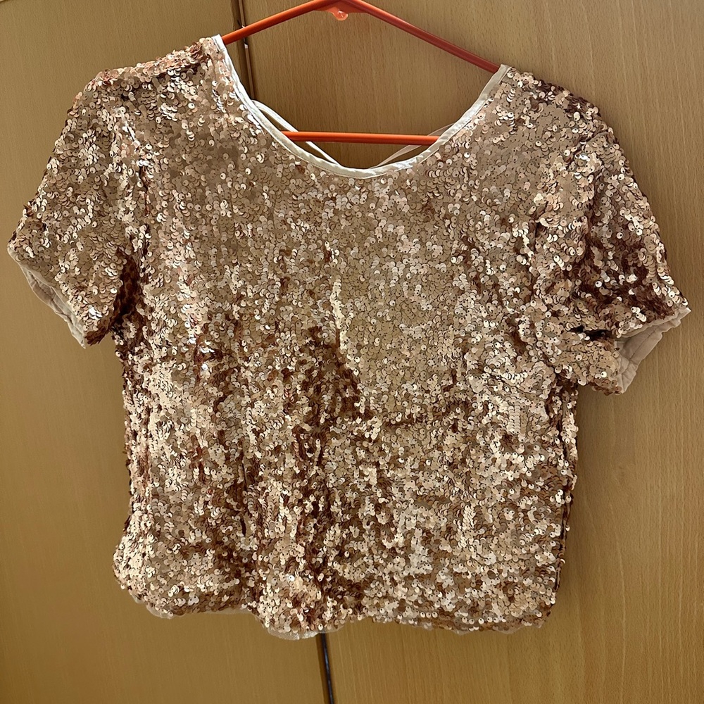 Abercrombie Gold Sparkle Sequin Blouse